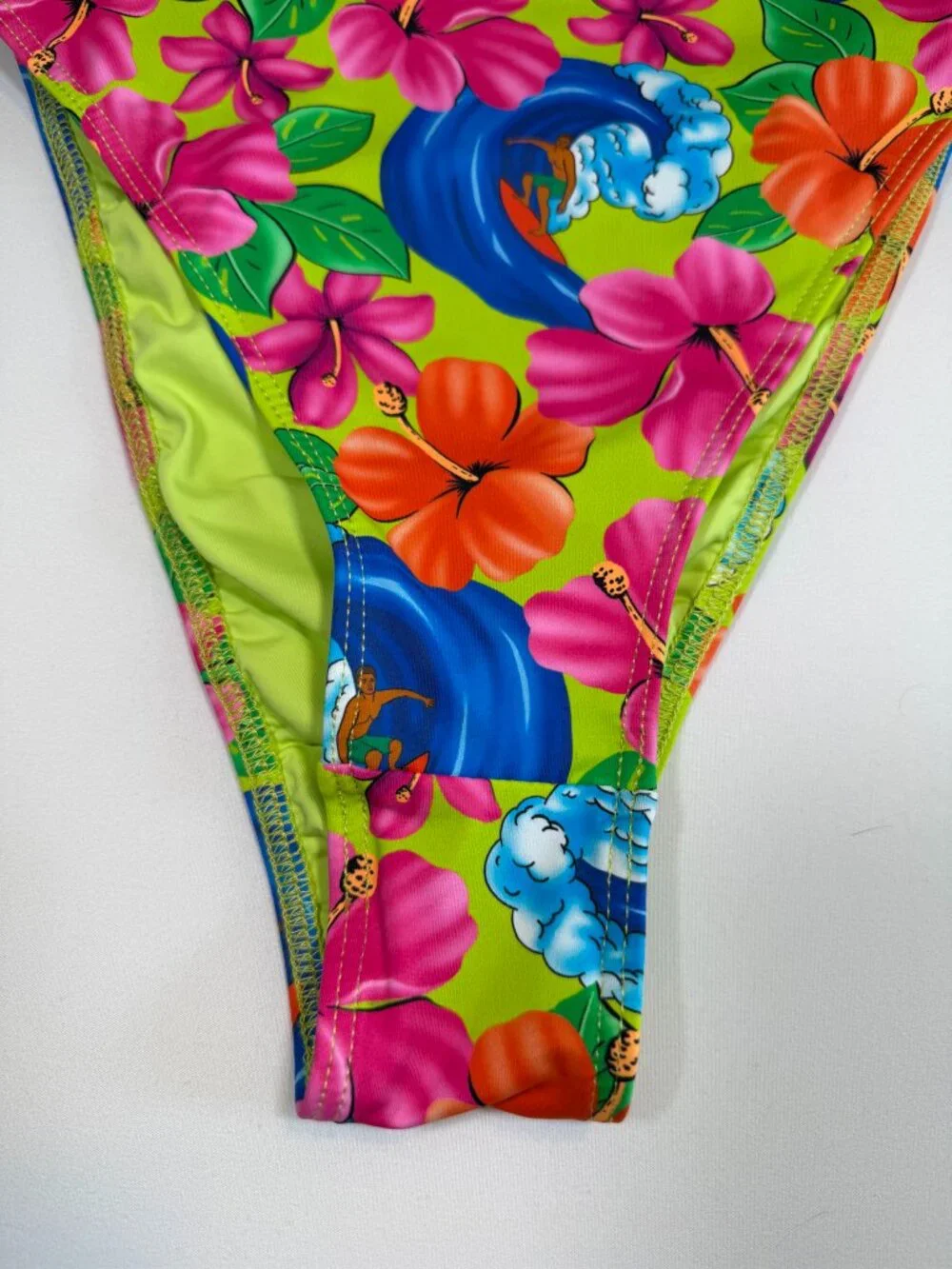 FRANKIES Bikinis Anne Neon Surfer High Waisted Swimsuit Bottom Medium